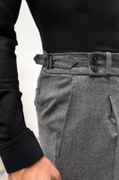 Spodnie popielate wysoki stan z wełnianej flaneli