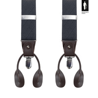 Szelki męskie ciemnoszare w romby z zapięciem 2w1