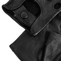 Czarne rękawiczki samochodowe, owcza skóra