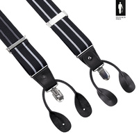 Szelki męskie czarne w paski z zapięciem 2w1