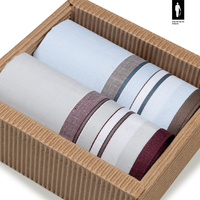 Bawełniane chusteczki męskie w szaro-bordowe oraz błękitno-brązowe paski – zestaw 2 sztuk