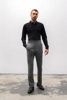Spodnie popielate wysoki stan z wełnianej flaneli