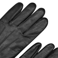 Czarne rękawiczki męskie ocieplane ze skóry jagnięcej