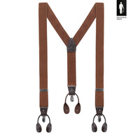 Szelki męskie brązowe w romby z zapięciem 2w1