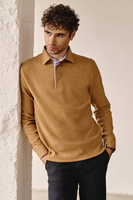 Musztardowa bluza polo z grubej bawełny 100%