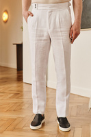 Białe spodnie lniane z wysokim stanem