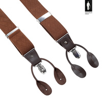 Szelki męskie brązowe w romby z zapięciem 2w1