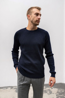 Granatowy sweter męski z bawełny i wełny