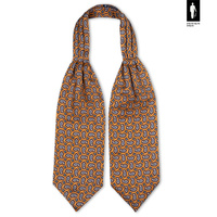 Jedwabny fular jasnopomarańczowy w granatowo-biały wzór paisley