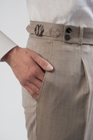 Spodnie na regulatory z jasnobrązowej wełny solaro