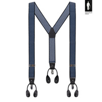 Szelki męskie granatowe we wzór żakardowy z zapięciem 2w1