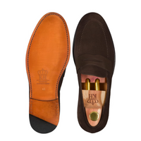 Mokasyny z brązowego zamszu Goodyear Welted - Penny Loafers