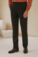 Brązowe spodnie wysoki stan z wełny Super 130's