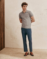 Niebieskie spodnie wysoki stan z wełny sharkskin