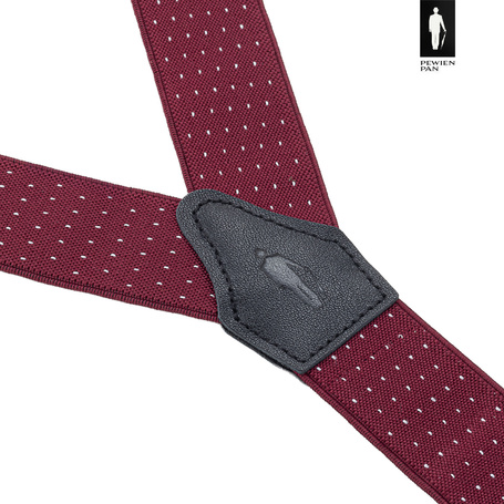 Szelki męskie bordowe w mikrokropki z zapięciem 2w1