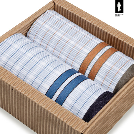 Bawełniane chusteczki męskie w granatowo-czarną oraz pomarańczowo-zieloną kratkę – zestaw 2 sztuk