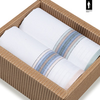 Bawełniane chusteczki męskie w różowe oraz jasnozielone paski – zestaw 2 sztuk