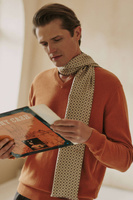 Pomarańczowy sweter męski V-neck bawełna