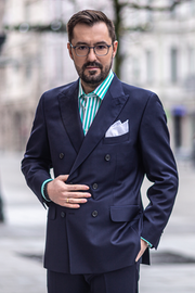 Garnitur dwurzędowy Sartoria granatowa wełna