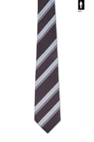 Jedwabny krawat brązowy w białe pasy