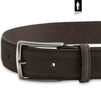 Pasek męski ciemnobrązowy zamsz