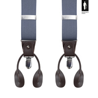 Szelki męskie szaroniebieskie gładkie z zapięciem 2w1