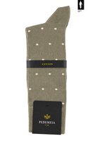 Oliwkowe skarpety w groszki Pedemeia – bawełna organiczna