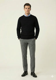 Czarny sweter męski z dekoltem O-neck i wzorem w romby