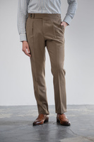 Spodnie wysoki stan jasnobrązowy wełniany tropik