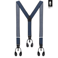 Szelki męskie granatowe we wzór żakardowy z zapięciem 2w1