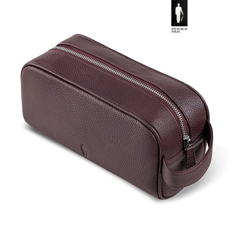 Męska skórzana kosmetyczka podróżna Pewien Pan – brąz bordowy