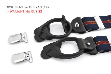 Szelki męskie bordowe w mikrokropki z zapięciem 2w1