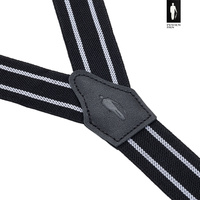 Szelki męskie czarne w paski z zapięciem 2w1