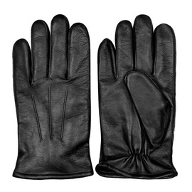 Czarne rękawiczki męskie ocieplane ze skóry jagnięcej