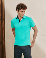Turkusowa koszulka polo z bawełnianej piki