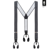 Szelki męskie ciemnoszare w mikrowzór – eleganckie szelki 2w1 z guzikami i klamrami