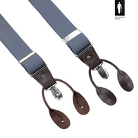 Szelki męskie szaroniebieskie gładkie z zapięciem 2w1