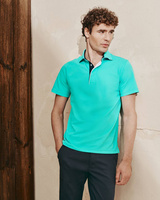 Turkusowa koszulka polo z bawełnianej piki