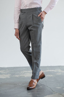 Spodnie wysoki stan jasnoszary tropik wełniany