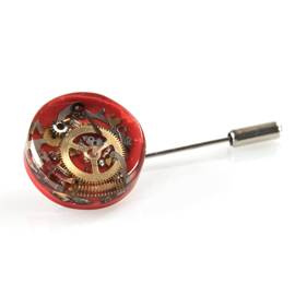 Pin zegarkowy czerwono-złoty
