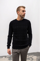 Czarny sweter męski z dekoltem O-neck i wzorem w romby