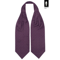 Bordowy fular w niebiesko-biały wzór