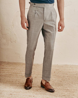 Szare spodnie wysoki stan z wełny sharkskin