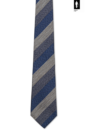 Krawat męski w pasy – jedwab, bawełna i len – włoski