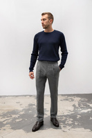 Granatowy sweter męski z bawełny i wełny