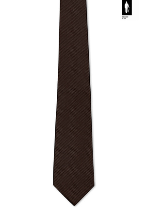 Brązowy krawat męski z jedwabiu 100% – klasyczny, włoski, 8 cm