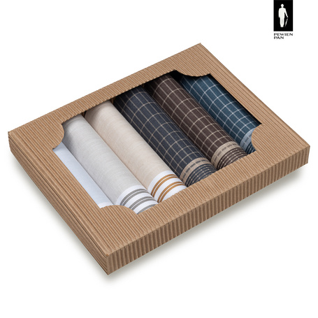 Bawełniane chusteczki męskie w paski i kratkę (kolorystyczny mix) – zestaw 6 sztuk