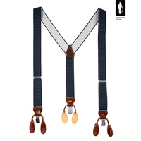 Granatowe szelki do spodni w drobne kropki