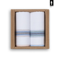 Bawełniane chusteczki męskie w różowe oraz błękitne paski – zestaw 2 sztuk