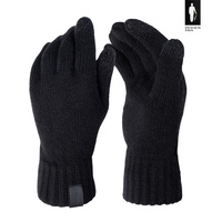Czarne rękawiczki z wełny merino do obsługi telefonu